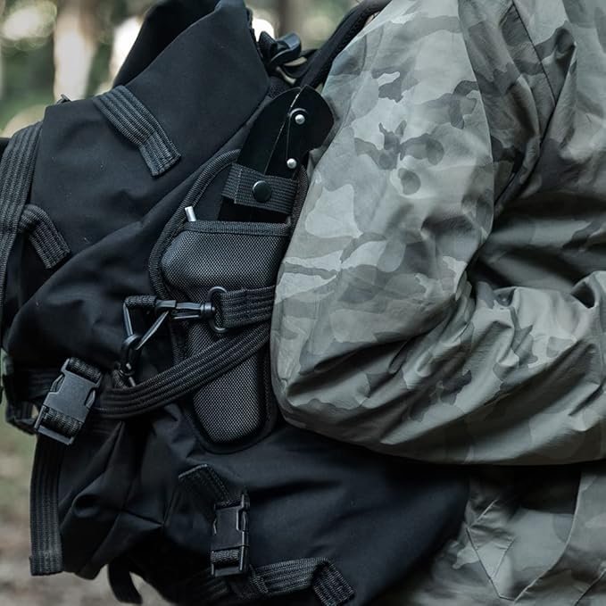 All-Black Sharp Edge Folding Scythe with Wooden Handle - Two Section Safety Sickle Knife for Grass Scythe and Grass Sickle, Foldable Garden Tool with Sheath