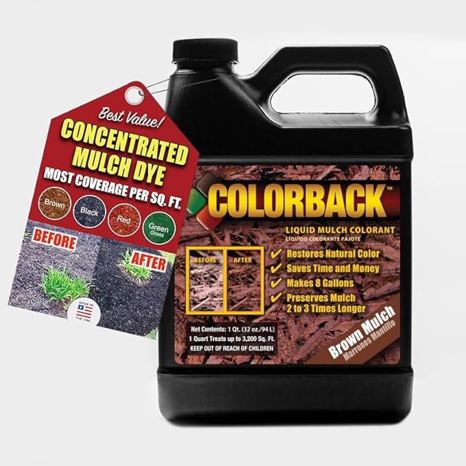 Brown Mulch Dye, 3,200 Square Feet Coverage – Mulch Colorant for Landscaping & Garden Beds, Wood Mulch Dye, Mulch Color Restorer & Playground Bark Mulch, Eco-Friendly Mulch Paint – 1-Quart