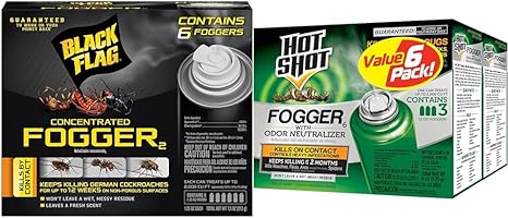 Black Flag Indoor Fogger Pack of 4 & Hot Shot Fogger with Odor Neutralizer Kills Roaches, Ants, Spiders & Fleas, 3 Count Pack of 2