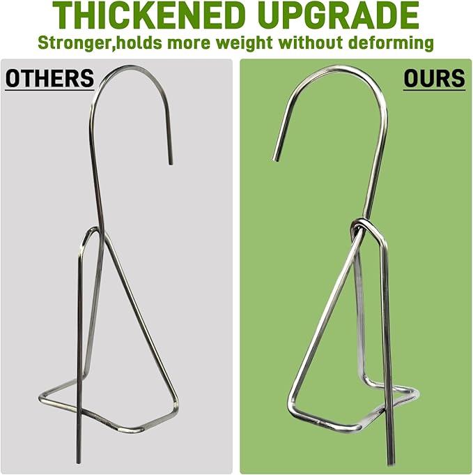 10 Packs Terracotta Pots Hanger Hooks,Sturdy Thick Stainless Steel Plant Hanger,Flower Pot Holders for Clay Pots,Wall and Fence Mounted Plant Hanging Holder for Terra Cotta Pot(Vertical Hang,10Pack)