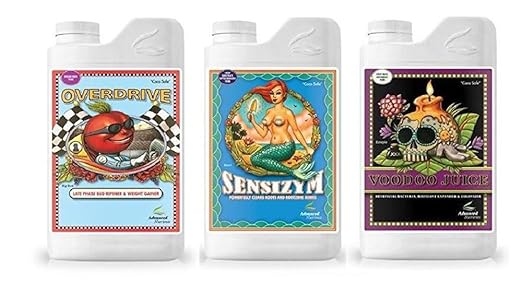 Advanced Nutrients Overdrive, Voodoo Juice, Sensizym 1 Liter Bundle Pack Booster