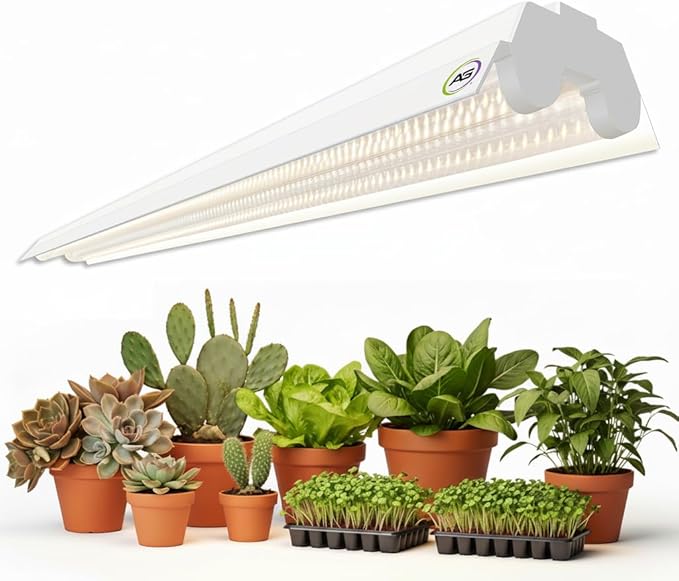 Active Grow Integrated Dual T8 4FT LED Grow Light - T8 Grow Lights for Indoor Plants, Propagation, Leafy Greens & Microgreens - 38W - Sun White Full Spectrum High CRI 95 - Linkable - 120-277V
