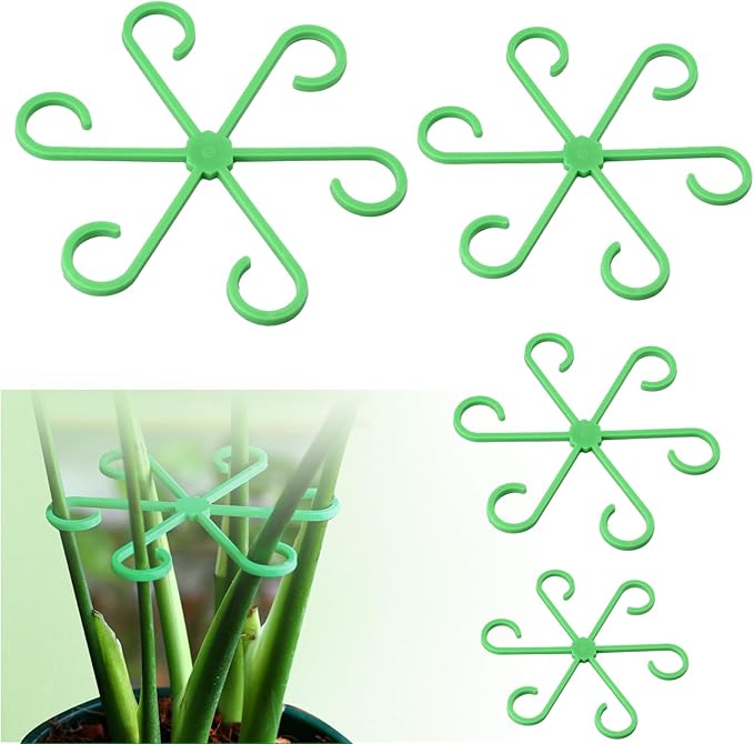 12Pcs Plant Stem Supports, Reusable Plastic Plant Accessories Indoor, Monstera Plant Support for Climbing Houseplants, Stakes Trellis Stem Hook Growth Tools for Neat Garden Arrangement(Green)