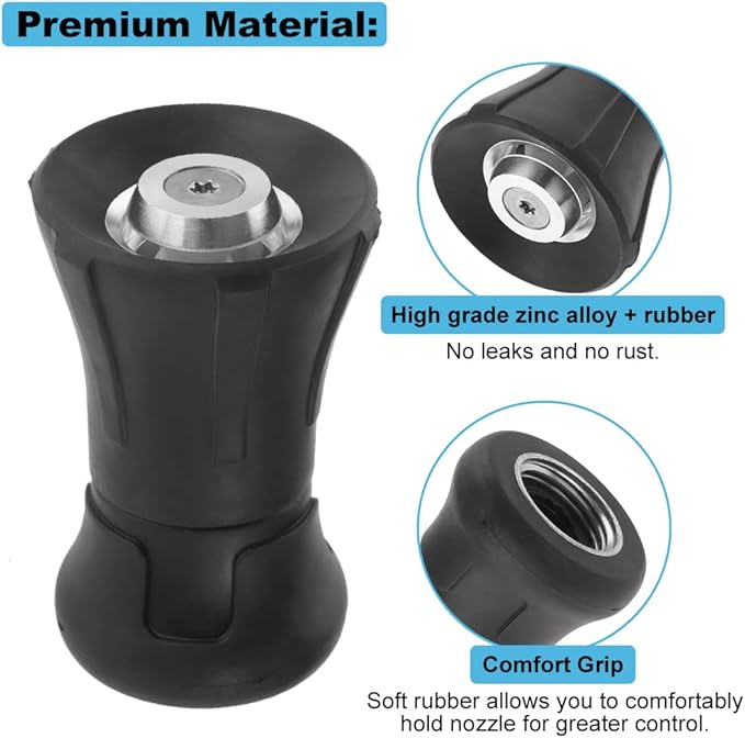 Fireman Hose Nozzle, 3/4" Garden Hose Nozzle, High Pressure Sprayer Nozzle for Car Washing, Patio Cleaning, Watering Lawn and Garden, Universal Fit Garden Hoses Black