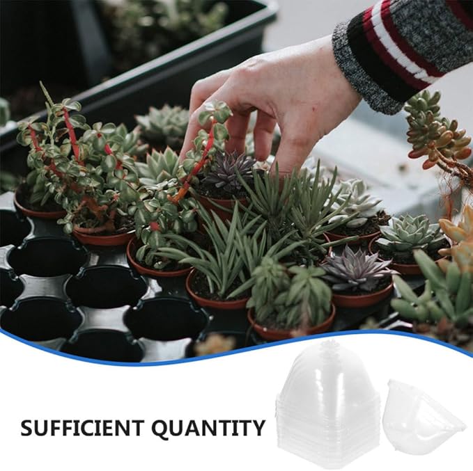 SUPVOX 12pcs Greenhouse Humidity Dome Covers for Flower Pots and Cloche Square Shape Design for Optimal Plant Growth and Easy Observation