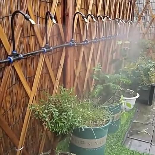 360° Adjustable Drip Irrigation System Garden Watering Atomizing System with 10 Nozzles, 32.8FT Automatic Drip Sprinkler System for Greenhouse, Yard, Lawn, Plants, Garden, Raised Bed, 5/16 inch Hose