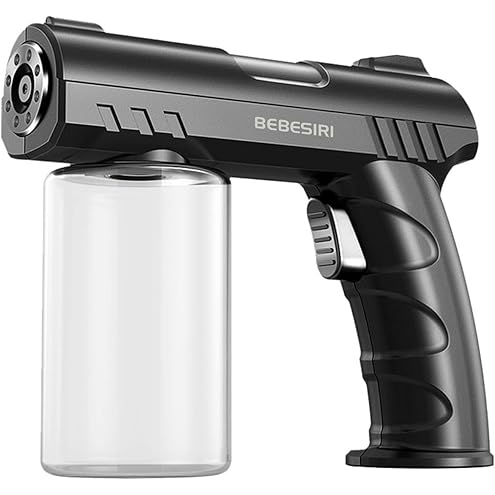 Electric Nanometer Atomizer, Portable Nanometer Mist Sprayer Gun Electric Fogger Cleaning Spray Gun for Home Office School Hotel (Black)