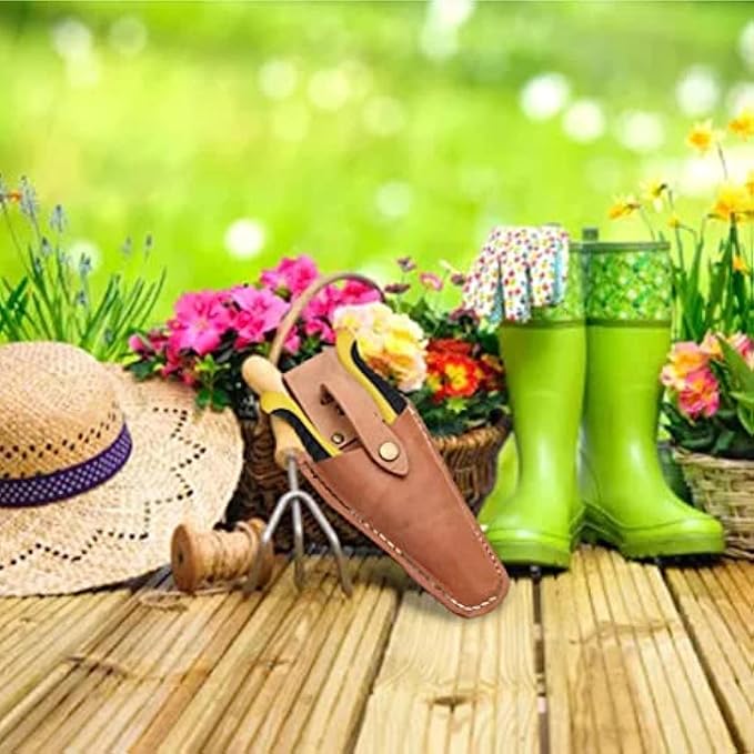 Leather Sheath for Scissors, 2Pcs Leather Sheath Tool Holsters,Garden Pruner Sheath, Belt Holder Pouch Bag, Protective Leather Cover, Leather Hand Pruner Sheath for Garden Pliers with Snap (2)