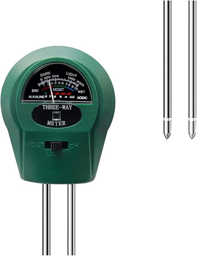 Z/C Soil pH Meter | Soil Tester for Light, pH, Moisture | Multifunctional Soil Meter, Soil Sensor for Plant Lawn Garden Care, Soil Thermometer for Gardening