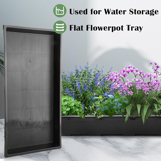 1020 Flat Seed Starter Trays 10 Pack, Plastic Nursery Pots Trays & Seeds Potting Plants Tray, Durable Carrying Seedling Starting Tray for Planting (Black)