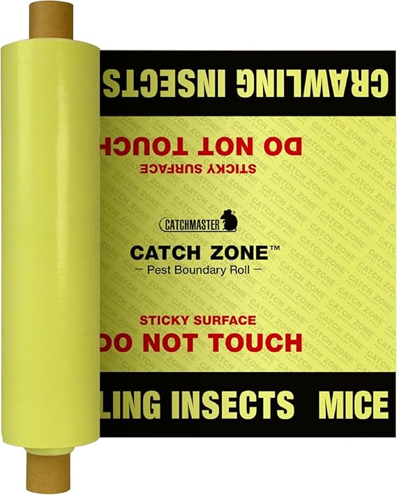 Catchmaster Catch Zone Pest Boundary Roll 1-PK 60FT, Adhesive Mouse Traps Indoor, Spider, Lizard, & Ant Sticky Traps for Crawling Insects, Pest Control Glue Traps for Warehouse, Basement, & Kitchen