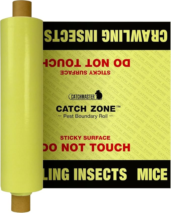 Catchmaster Catch Zone Pest Boundary Roll 1-PK 60FT, Adhesive Mouse Traps Indoor, Spider, Lizard, & Ant Sticky Traps for Crawling Insects, Pest Control Glue Traps for Warehouse, Basement, & Kitchen