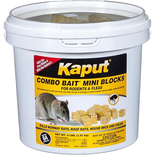 Kaput Combo Bait Pellets, Rat Bait to Kill Rodents & Fleas, Norway, House Mice, & Pine Voles - Includes Warfarin & Imidacloprid for Effective Pest Control (32 x 2oz Place Packs)