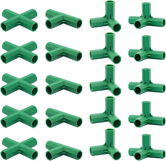 20PCS Fitting 0.43 Inch 11mm 4 Types Stable Support Heavy Duty Greenhouse Frame Building Connector Suitable for Grape Trellis Sunscreen Shed Gardening Plant Stakes for Flower and Greenhouse Frames