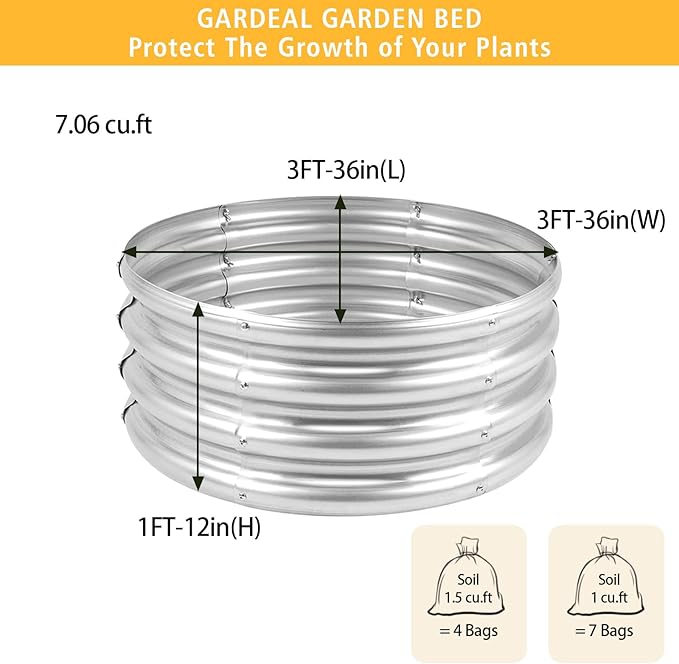 Garden Galvanized Raised Garden Bed Kit - Metal Planter Boxes for Vegetables/Herbs/Flowers, Heavy-Duty Steel Outdoor Garden Box with Reinforced Edges(3X3X1FT)