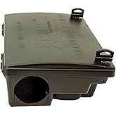 Qualirey 4 Pack Rat Bait Stations Large Rodent with Key Reusable Mouse Stations Mice Blocks Heavy Duty Boxes for Outdoor Rodents Mice Blocks, Bait Not Included, Black (9.8 x 7.5 x 3.9 Inches)