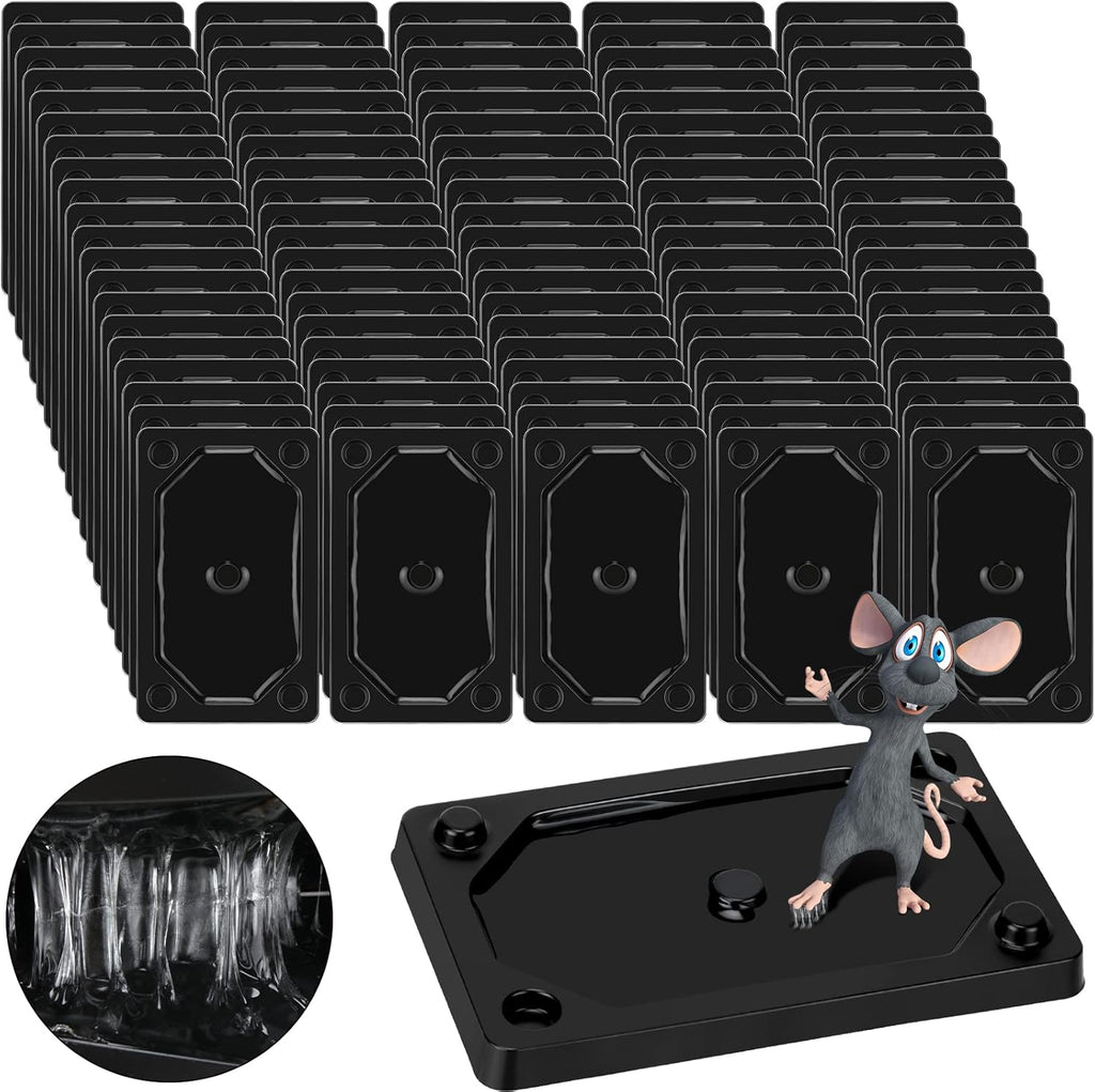Qualirey 100 Pieces Mouse and Insect Glue Traps Baited Sticky Plastic Boards for House Rodents Heavier Adhesive Traps with Nontoxic Glue for Insects, Ready to Use, Pet Children Safe