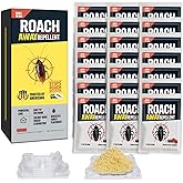 15 Pack Roach Repellent Powder Bait Station, Roach Stations for Indoor Cockroach infestation with Dual-Action Formula, Kills German/American/Oriental Cockroaches at The Source, Long Residual Effect