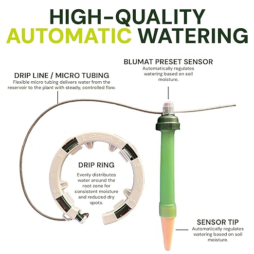 Grow Tent Drip Irrigation System - Blumat Watering Kit for 1 Extra Large Pot (30-90 Gallon) - Automatic Grow Tent Watering System with Efficient Preset Blumat Sensors