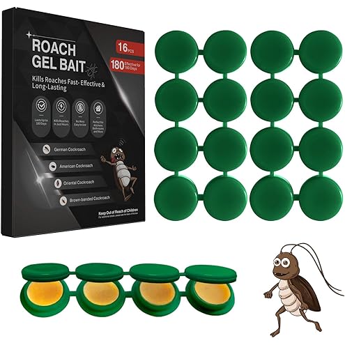 32 Pack Cockroach Gel Bait, Highly Effective Roach Killer Indoor Infestation Solution, Fast Acting Cockroach Killer Indoor Home Kitchen Use, Easy to Apply & No Mess Roach Bait, Long-Lasting