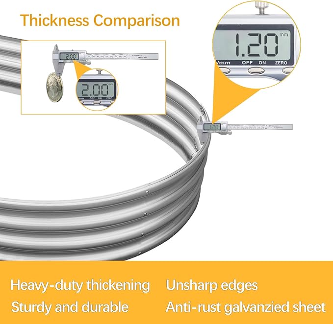 Garden Galvanized Raised Garden Bed Kit - Metal Planter Boxes for Vegetables/Herbs/Flowers, Heavy-Duty Steel Outdoor Garden Box with Reinforced Edges