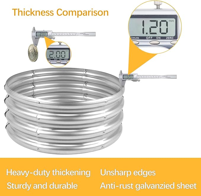 Garden Galvanized Raised Garden Bed Kit - Metal Planter Boxes for Vegetables/Herbs/Flowers, Heavy-Duty Steel Outdoor Garden Box with Reinforced Edges(3X3X1FT)