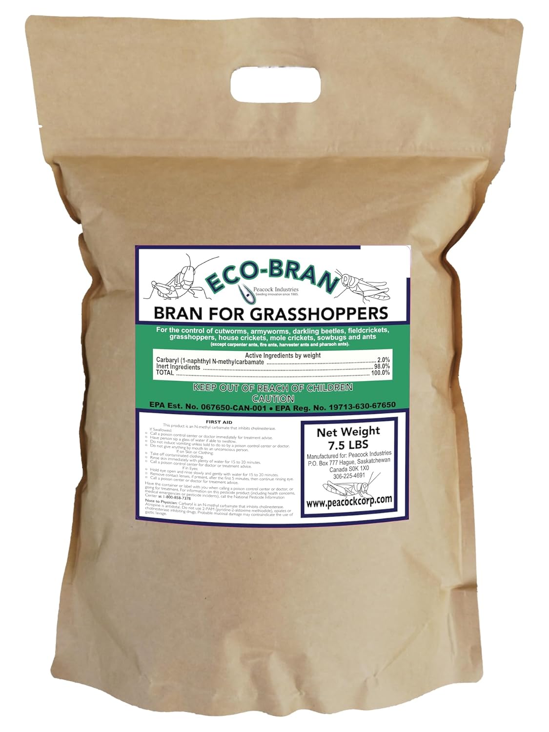 Broad Spectrum Grasshopper & Cricket Bait - Contains 2% Carbaryl - Control of Grasshoppers, Cutworm, Locust, Mole & Mormon Crickets, Sow Bugs (Roly-Poly), Ants, Beetles & More! (2 lbs)