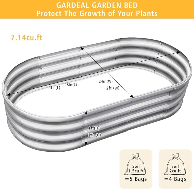 Garden Galvanized Raised Garden Bed Kit - Metal Planter Boxes for Vegetables/Herbs/Flowers, Heavy-Duty Steel Outdoor Garden Box with Reinforced Edges
