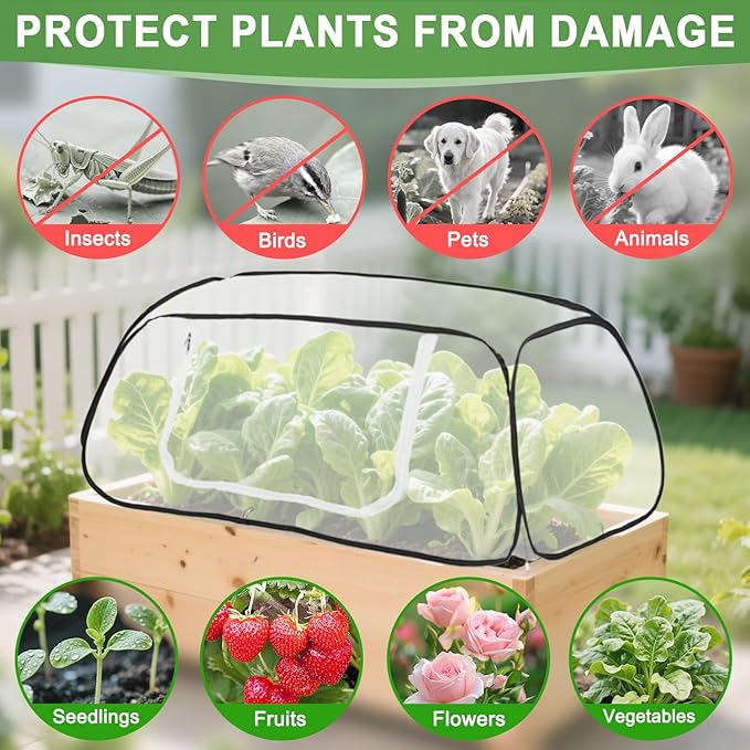 Garden Covers for Raised Beds 50" x 26" x 15" Pop Up Garden Rows Accelerator Plant Covers Insect Bird Barrier Greenhouse Cover Cage Plants Protector for Protecting Seedling Fruit Vegetable Row