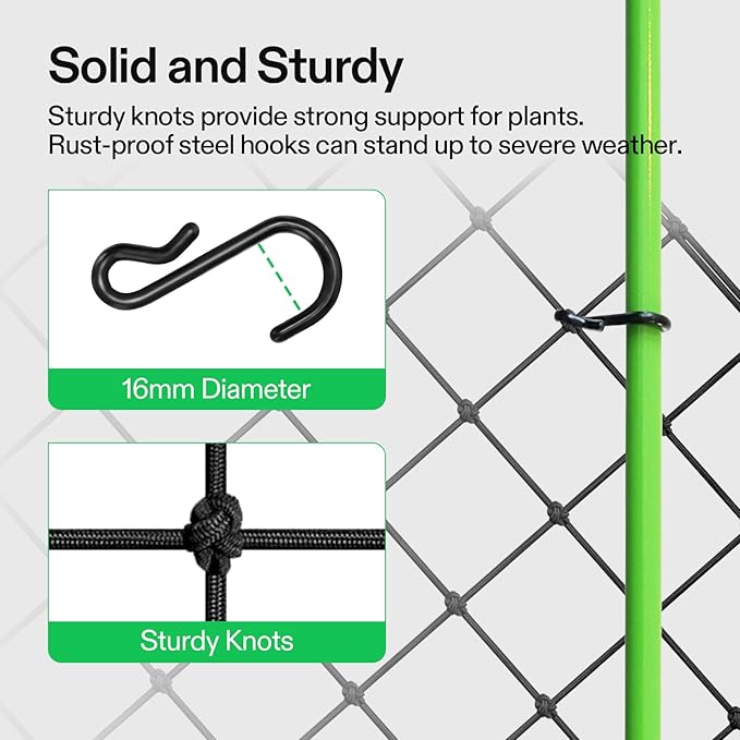 VIVOSUN 3 x 3Ft. Elastic Trellis Netting with 4 Hooks for Climbing Plants, Vegetables, Fruits, and Flowers, 2-Pack