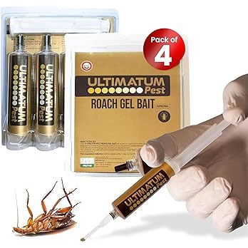 Roach Gel Bait - 4-Pack Syringes for Indoor Infestation, for Homes & Businesses, Cockroach Control, Efficient Roach and Ant Killer Indoors