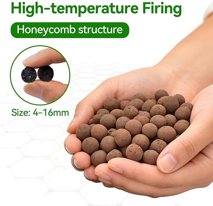 Zeedix 1QT Leca Clay Pebbles for Plants, 4mm-16mm Clay Balls Hydroton Leca Balls for Hydroponic Growing Gardening Orchids Drainage Decoration Aquaponics