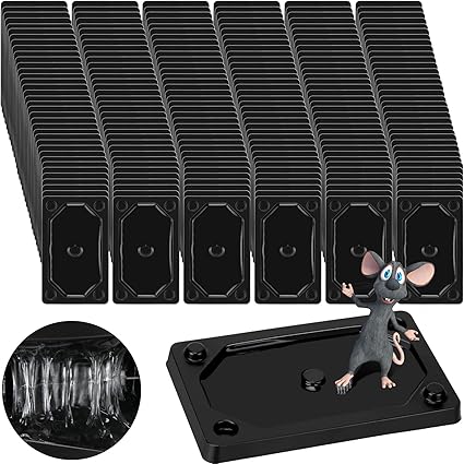 Qualirey 100 Pieces Mouse and Insect Glue Traps Baited Sticky Plastic Boards for House Rodents Heavier Adhesive Traps with Nontoxic Glue for Insects, Ready to Use, Pet Children Safe