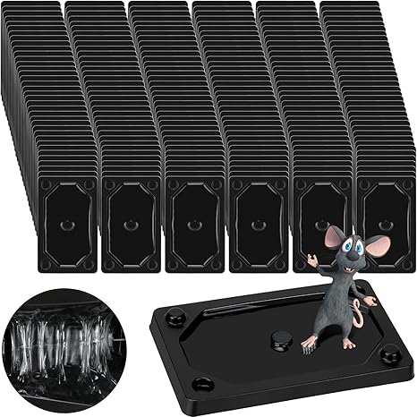 Qualirey 100 Pieces Mouse and Insect Glue Traps Baited Sticky Plastic Boards for House Rodents Heavier Adhesive Traps with Nontoxic Glue for Insects, Ready to Use, Pet Children Safe