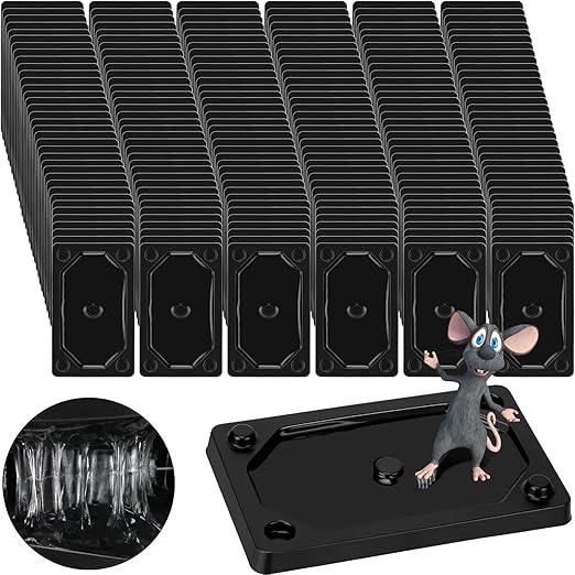 Qualirey 100 Pieces Mouse and Insect Glue Traps Baited Sticky Plastic Boards for House Rodents Heavier Adhesive Traps with Nontoxic Glue for Insects, Ready to Use, Pet Children Safe