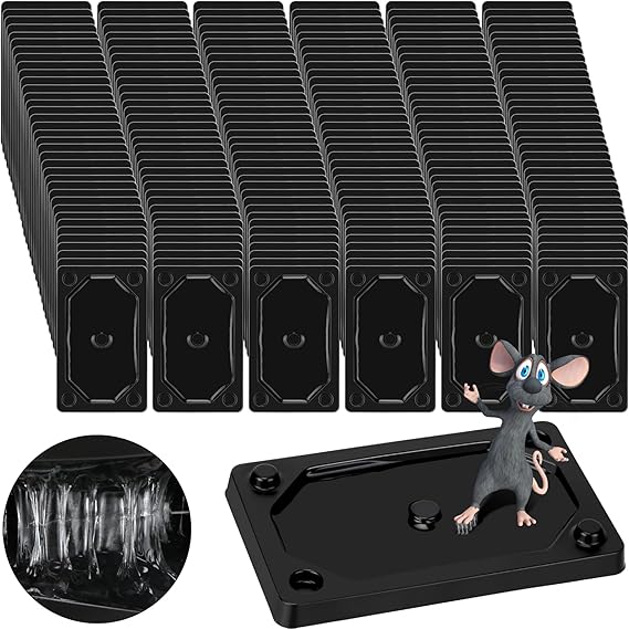 Qualirey 100 Pieces Mouse and Insect Glue Traps Baited Sticky Plastic Boards for House Rodents Heavier Adhesive Traps with Nontoxic Glue for Insects, Ready to Use, Pet Children Safe