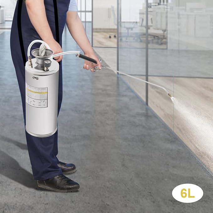 1.5gal Stainless Steel Sprayer, Hand Pump Sprayer with Pressure Gauge & Safety Valve, Stainless Garden Weed Sprayer for Gardening, Lawn, Yard, Indoor and Outdoor Spraying Needs