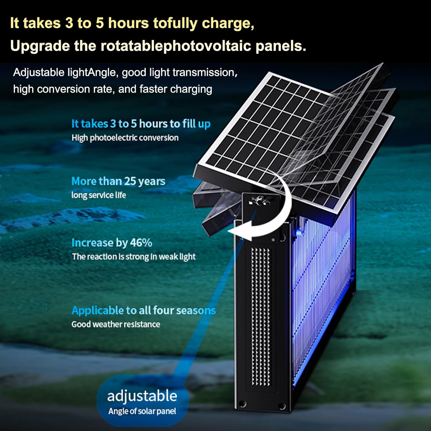 17.7 * 9.8 * 7.1in Bug Zapper Outdoor - Mosquito Repellent Outdoor Patio,Solar Bug Zapper Indoor,Waterproof Portable Fly Zapper,High Powered 4500V Mosquito Zappers Killer for Home,Patio,Camping