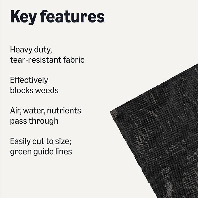 Amazon Basics Weed Barrier Landscape Fabric, 3 x 50 Feet, Black, 1-Pack