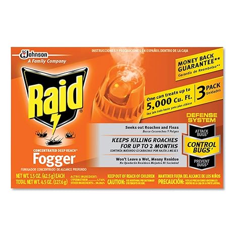 Raid 305690 Concentrated Deep Reach Fogger, 1.5 oz Aerosol Can, 3/Pack, 12K/CT