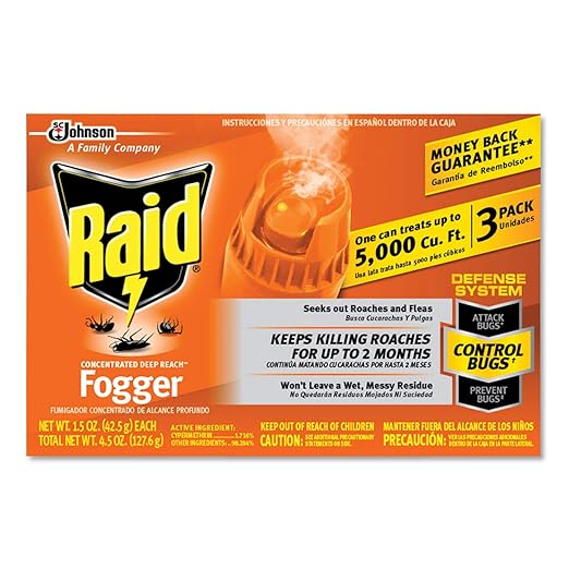 Raid 305690 Concentrated Deep Reach Fogger, 1.5 oz Aerosol Can, 3/Pack, 12K/CT