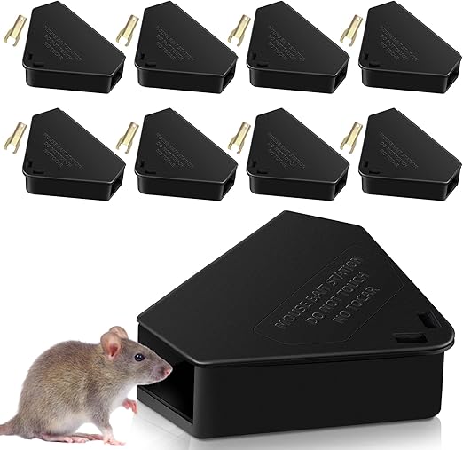 Mouse Bait Station Outdoor Indoor with Keys, Reusable Rat Bait Stations Mice Stations, Friendly to Children and Pets Bait Box for Kitchen Garage Basement Patio (8)