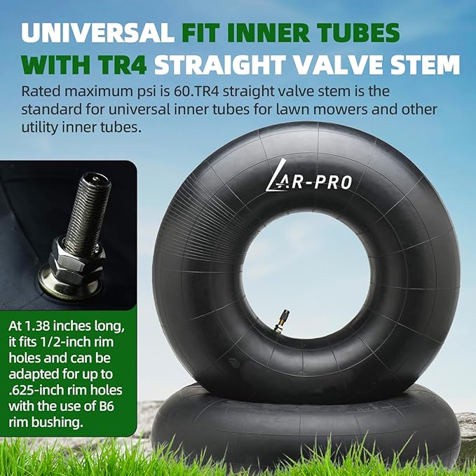 AR-PRO (2 Packs 20x8.00-8, 20x8-8, 20x10.00-8, 20x10-8 Inner Tube Replacement with TR-4 Straight Valve Stem for Mower/Tractor/Golf Cart/Garden Trailer and More