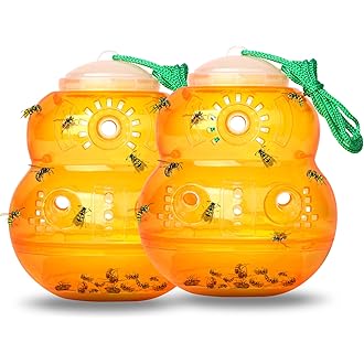 4 Pack Upgraded Wasp Trap Outdoor Hanging, Carpenter Bee and Hornet Catcher, Reusable Yellow Jacket Trap with Bait Reservoir, Bee Killer and Wasp Catcher for Outside (Green)