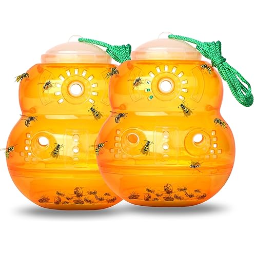 4 Pack Upgraded Wasp Trap Outdoor Hanging, Carpenter Bee and Hornet Catcher, Reusable Yellow Jacket Trap with Bait Reservoir, Bee Killer and Wasp Catcher for Outside (Green)