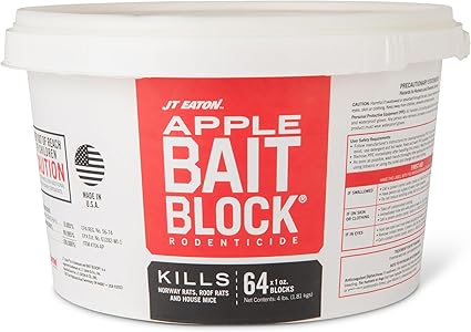 Bait Block Apple Flavor Rodenticide – 4 lb. Pail – Effective Rodent Control Bait Blocks – Long-Lasting and Easy to Use