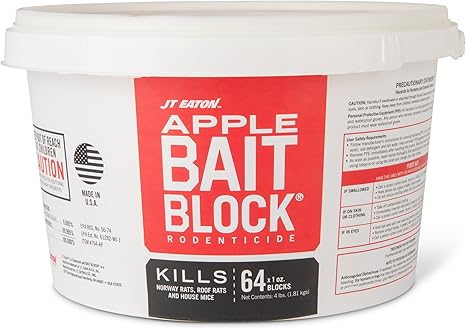 Bait Block Apple Flavor Rodenticide – 4 lb. Pail – Effective Rodent Control Bait Blocks – Long-Lasting and Easy to Use