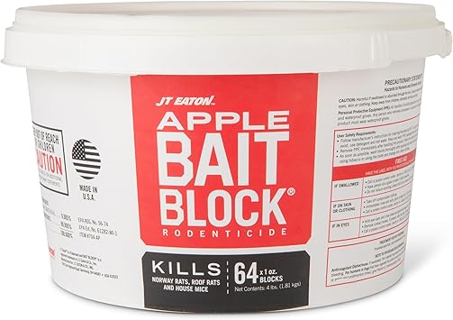 Bait Block Apple Flavor Rodenticide – 4 lb. Pail – Effective Rodent Control Bait Blocks – Long-Lasting and Easy to Use