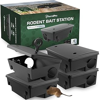 Mouse Bait Station | 4-Pack Indoor & Outdoor Mouse Bait Stations | Bait (Not Included) is Secured by Lock & Key | Pet & Child-Safe Alternative to Mouse Traps | for Mice Only - Small Size