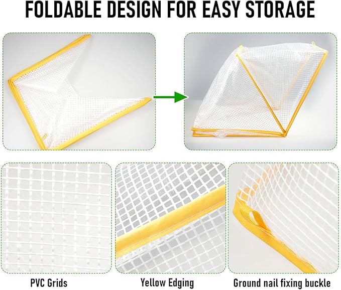 Garden Row Accelerator Plant Cover, Sturdy PVC Weather Proof Foldable Plant Net Cage Guard with Ground Stakes, for Greenhouse Vegetables Fruits Flowers